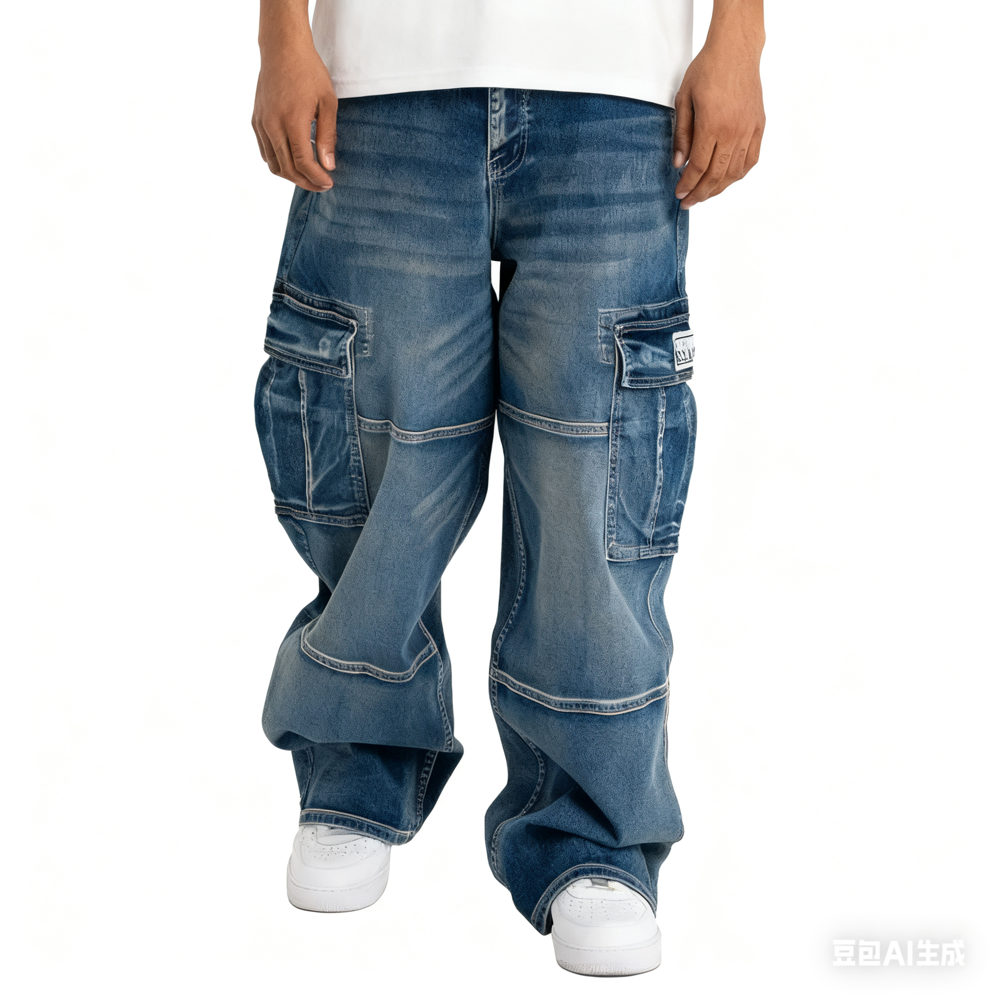 Men's Heavyweight Baggy Fit Denim Cargo Pant