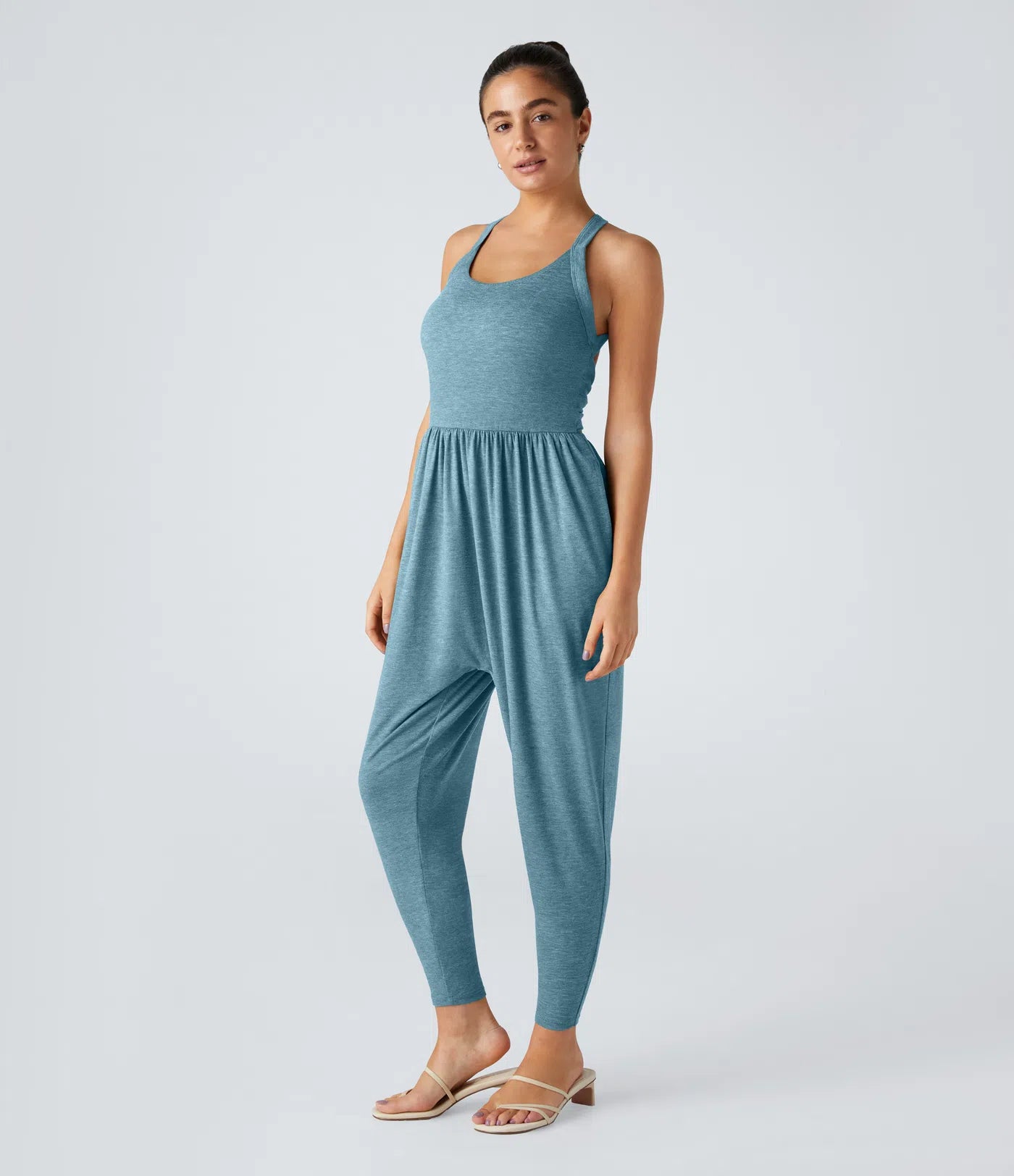 💝Last day promotion-⏰Backless Twisted U Neck Side Pocket Harem Casual Jumpsuit-Easy Peezy Edition