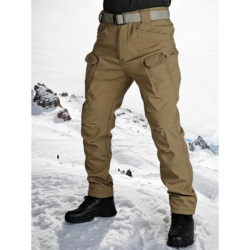 [Windproof|Warm] Windproof Warm Men's Outdoor Military Tactical Pants | Soft Shell Fleece Lined, Solid Color, Sports Style, Regular Fit, Mid Waist, Woven Fabric, 320G/M2, with Pockets, No Belt, Casual Weekend Wear, Autumn/Winter Season