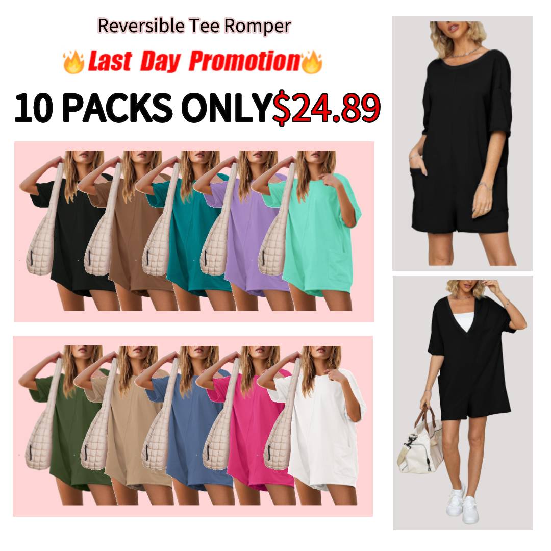 🔥Flash Sale⚡Women's Summer Oversized Reversible Tee Romper