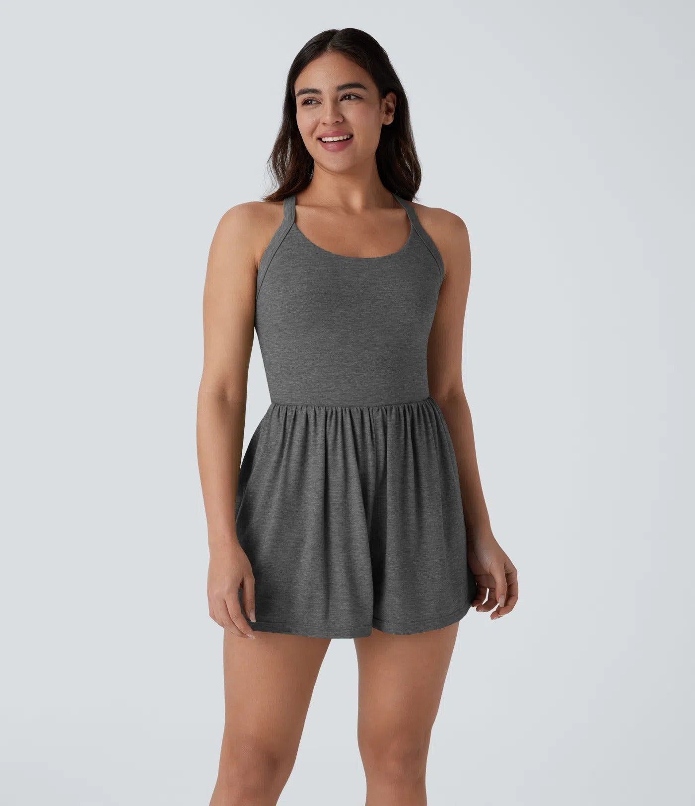 Backless Twisted Side Pocket 2-in-1 Resort Romper