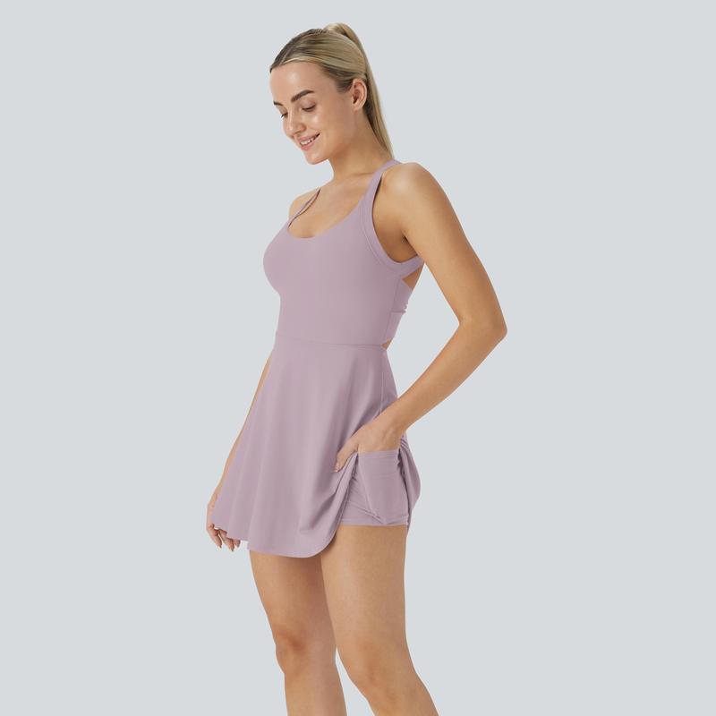 Softlyzero Airy Backless Twisted Cool Touch Dance Active Dress-Easy Peezy Edition