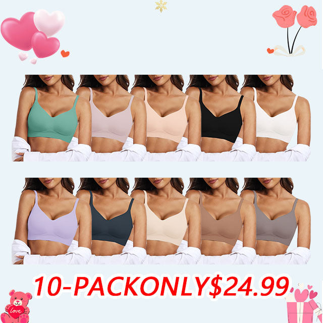 Women's daily push-up bra comfortable no-wire V-neck seamless no-wire bra