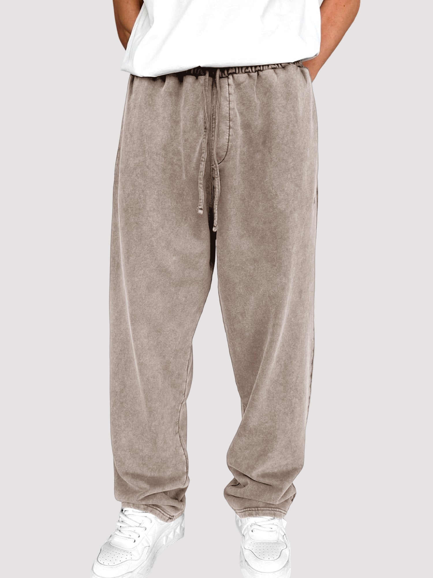 Men's Distressed Vintage Stylish Textured Washed Drawstring Trousers