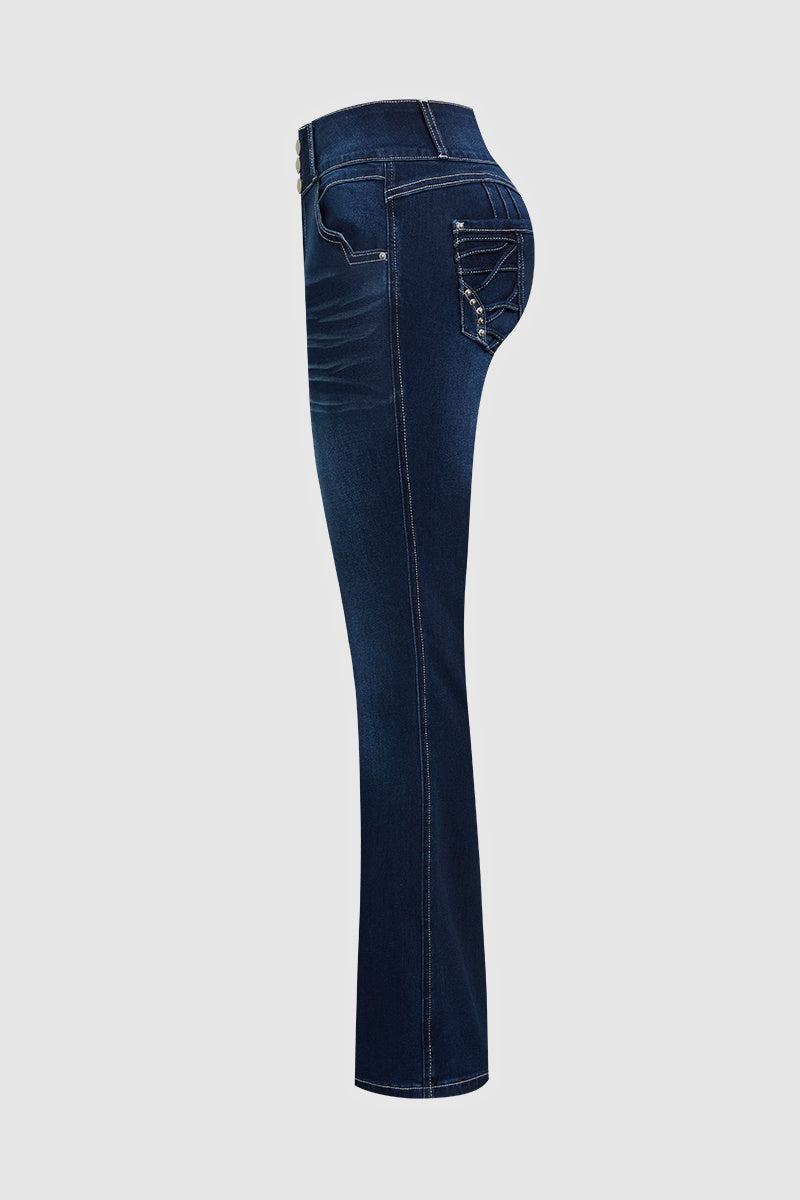 ⚡FINAL SALE - High-waisted flared denim casual pants (Multiple Colors)