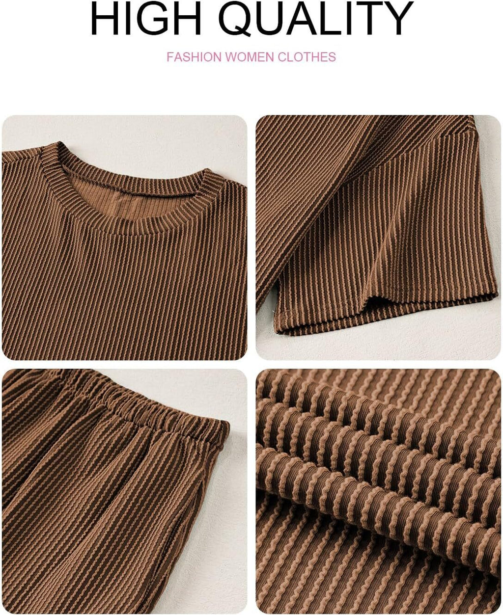 Two 2 Piece Sets for Women Short Sleeve Shirts High Waisted Shorts with Pockets Pajamas Lounge Matching Set