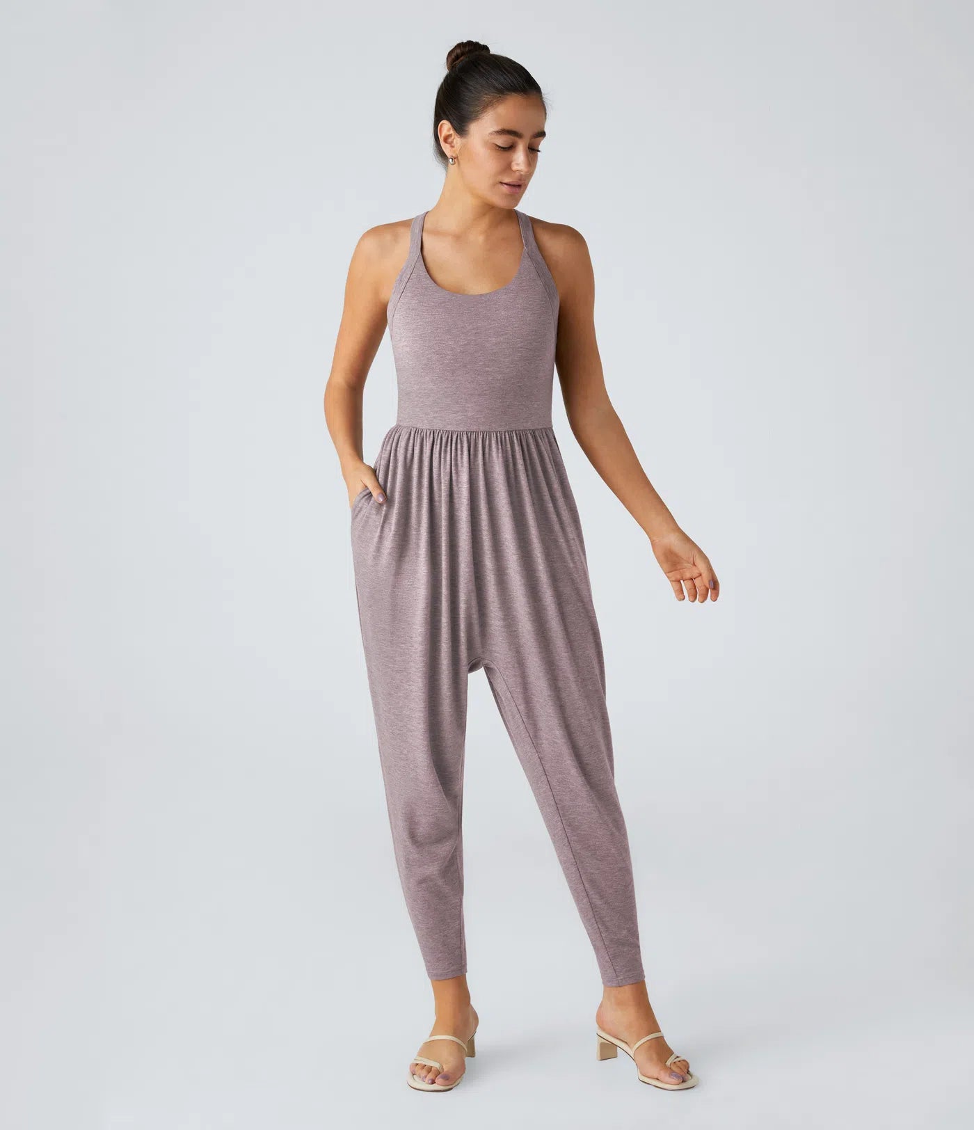 💝Last day promotion-⏰Backless Twisted U Neck Side Pocket Harem Casual Jumpsuit-Easy Peezy Edition