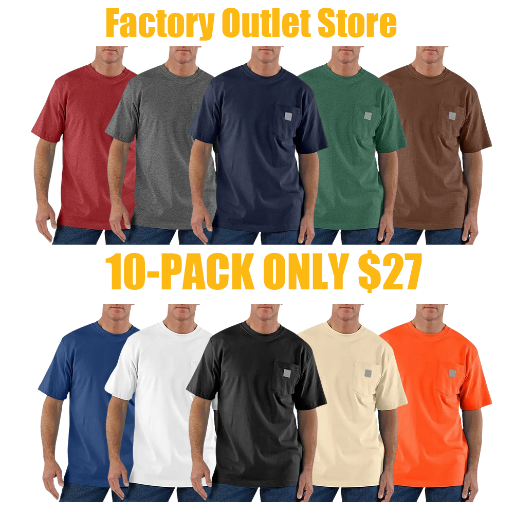 Men's Heavyweight Work T-Shirt – Loose Fit, Durable Cotton, Pocket Tee (Big & Tall Sizes Available)