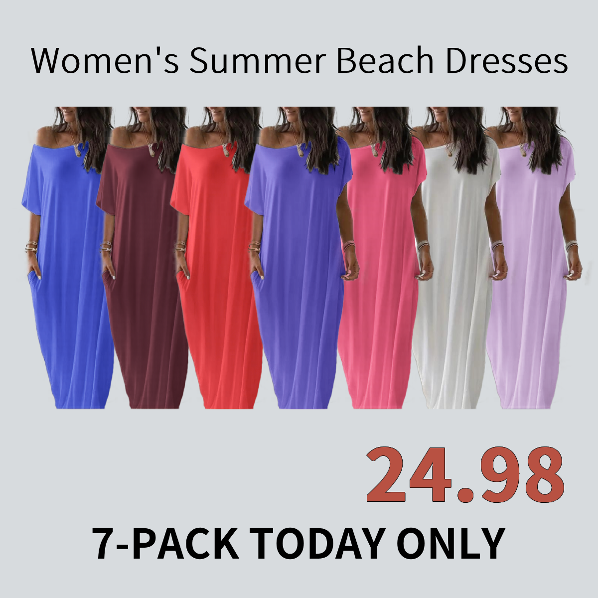 Bloomcin Women's Short Sleeve Loose Long Maxi Lounge Dress with Pockets