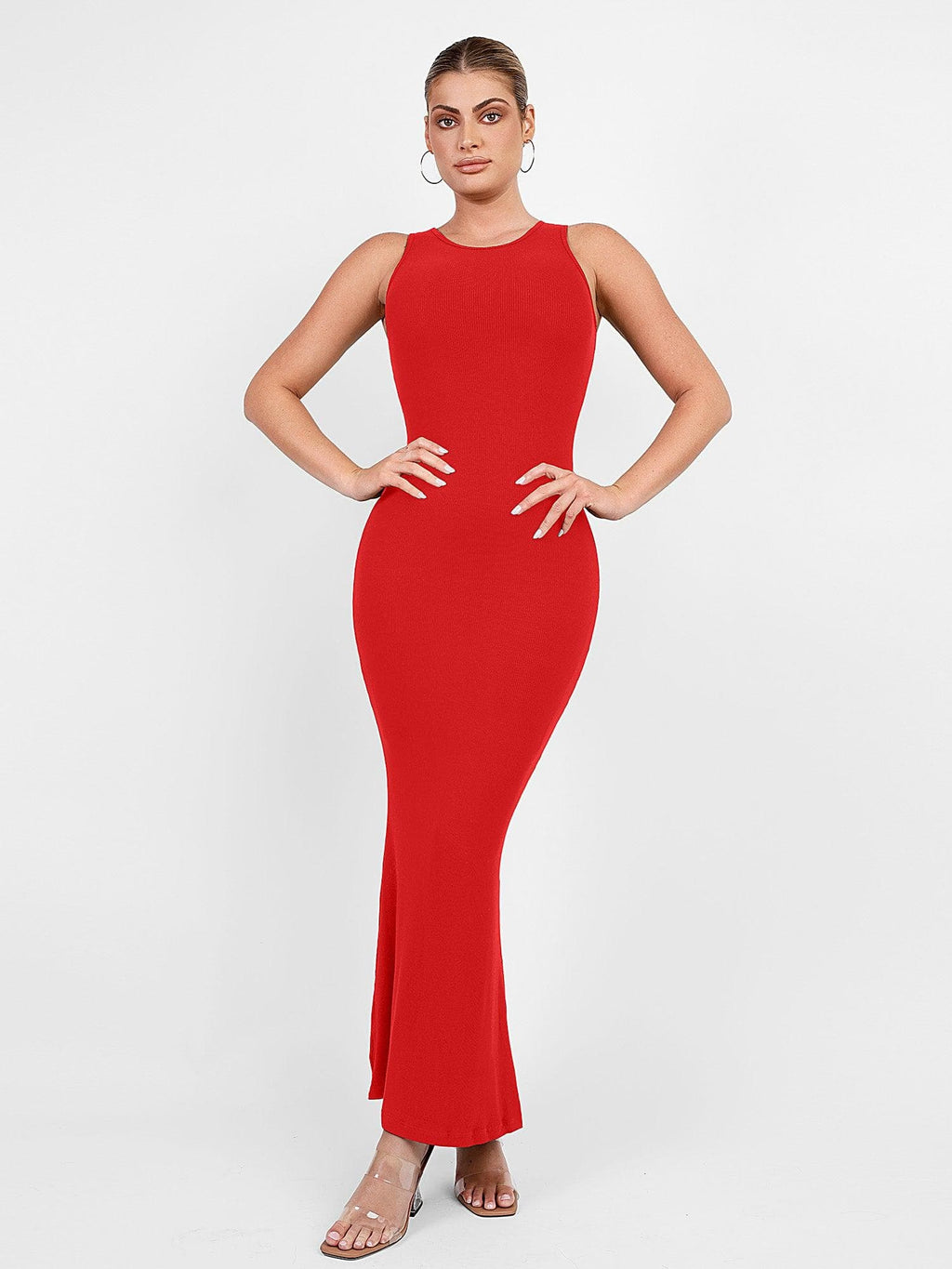 🔥Last day promotion!🔥Shapewear Modal Sleeveless Crew NeckMaxi Dress