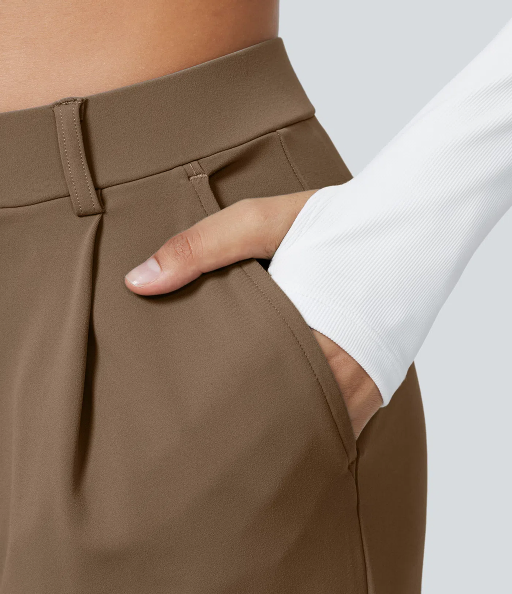 ⏰SEPTEMBER HOT-SALE!High Waisted Side Pocket Straight Leg Work Pants