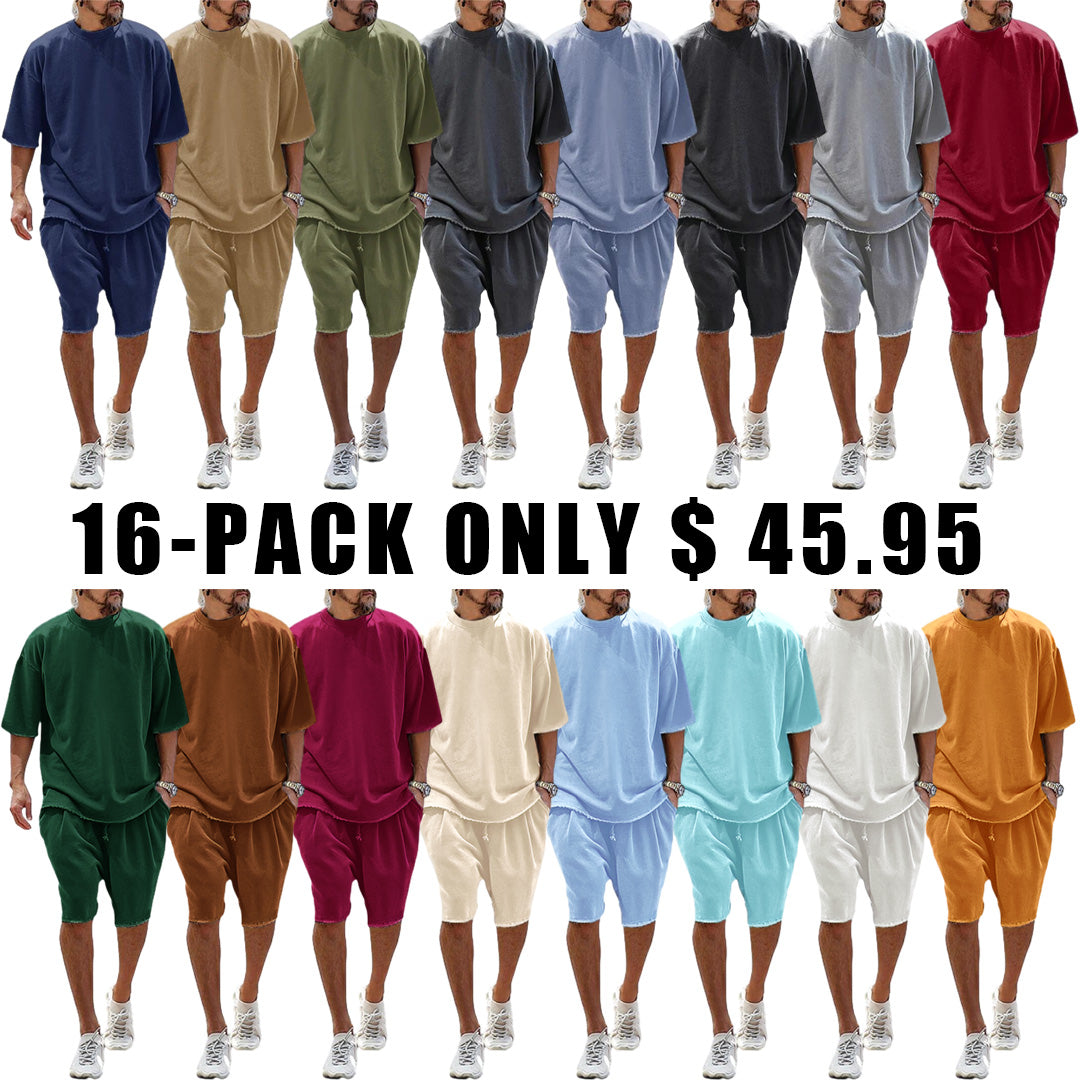 Men's Casual Loose Fit Solid Sports Sets