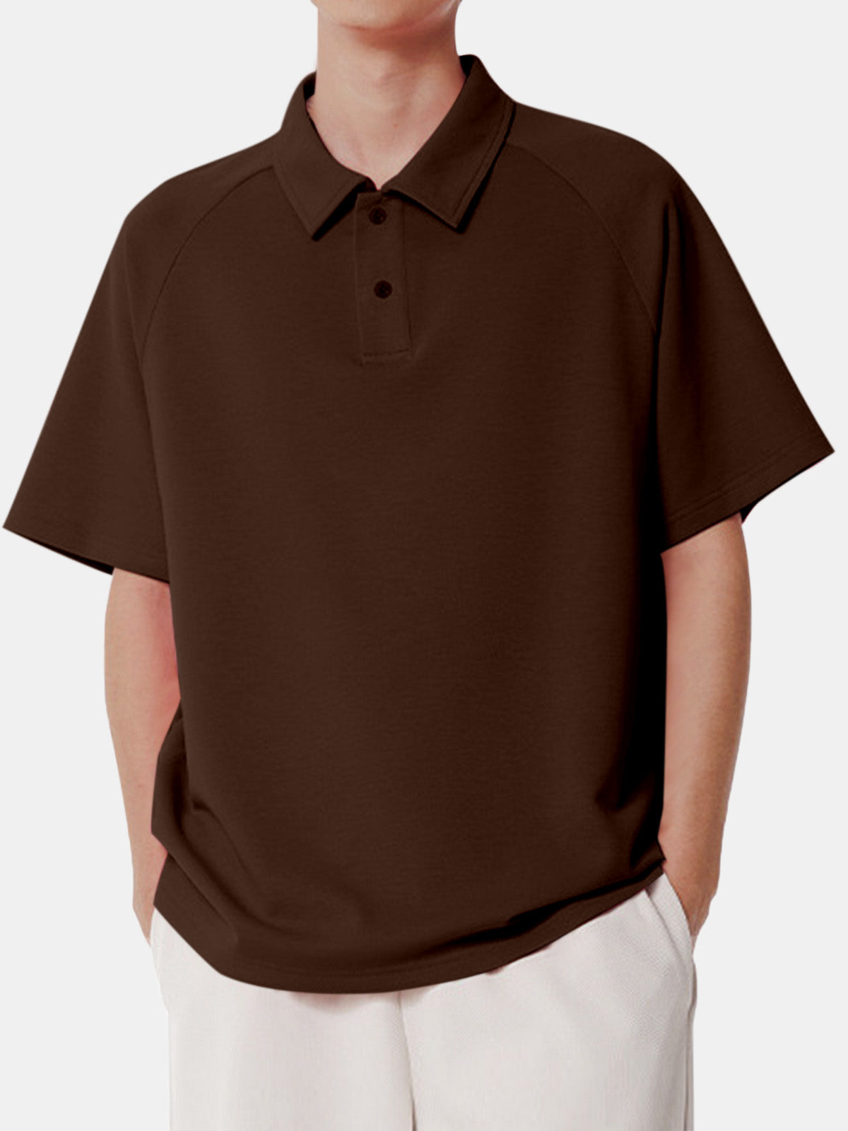 Men's Solid Color Comfortable Cotton Casual Daily Raglan Short-sleeved Polo Shirt