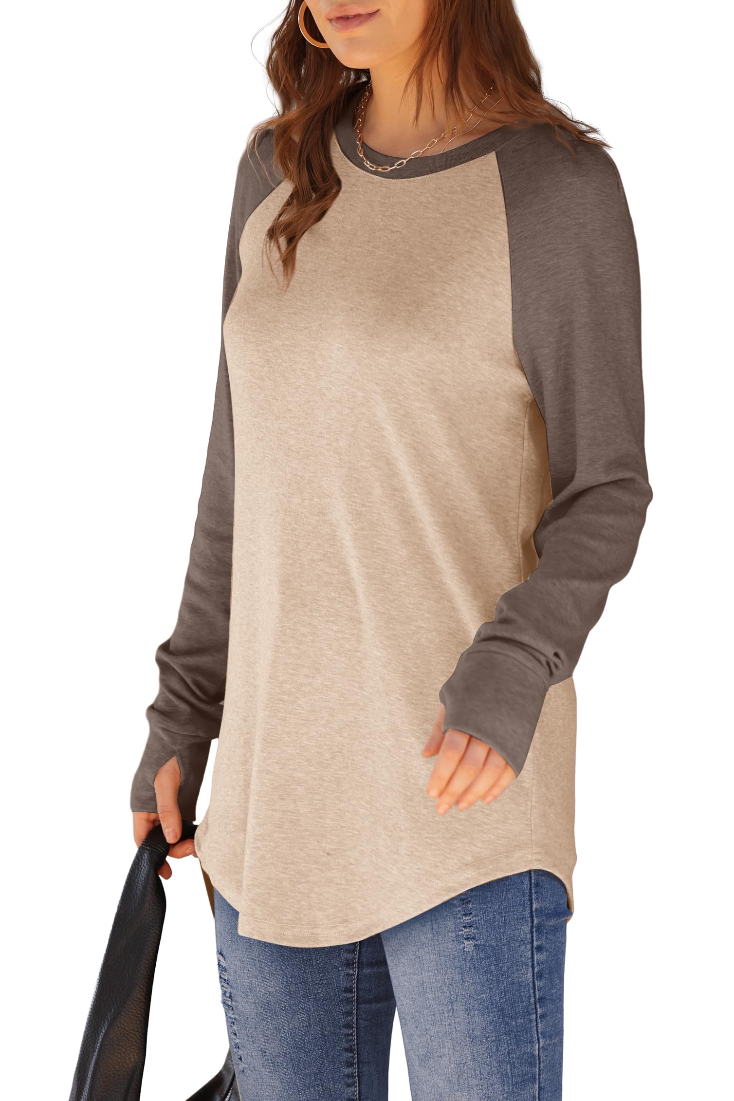 ⏰Hot Sale-Womens Long Sleeve Thumb Hole Shirts Tunic Tops to Wear with Leggings