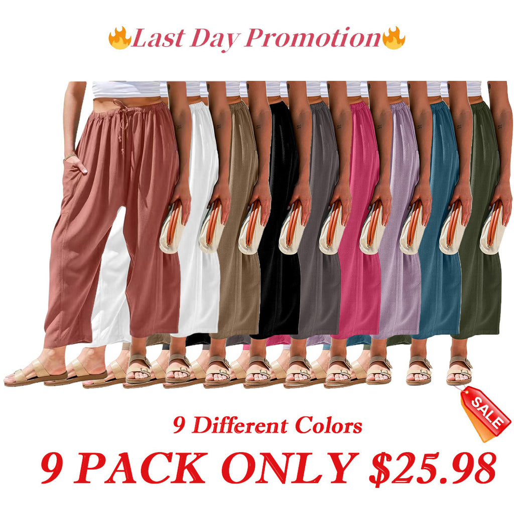 FINAL SALE⚡- Womens Linen Wide Leg Pants