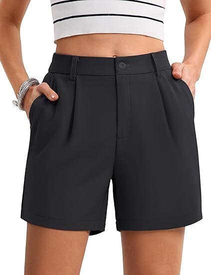 Women's Solid Color Button Casual Fitted Pocket Leg Shorts