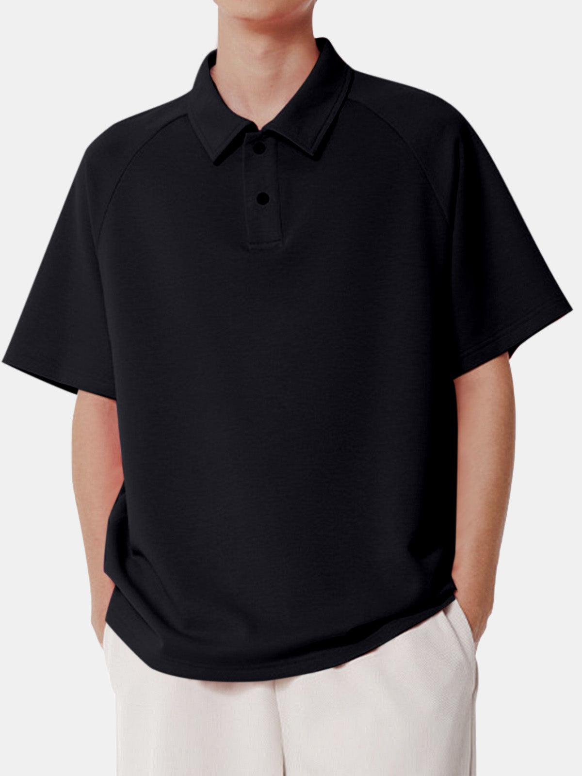 Men's Solid Color Comfortable Cotton Casual Daily Raglan Short-sleeved Polo Shirt