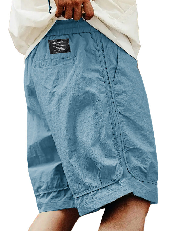 Men's Fashion Retro Outdoor Workwear Sports Embroidered Logo Pocket Shorts