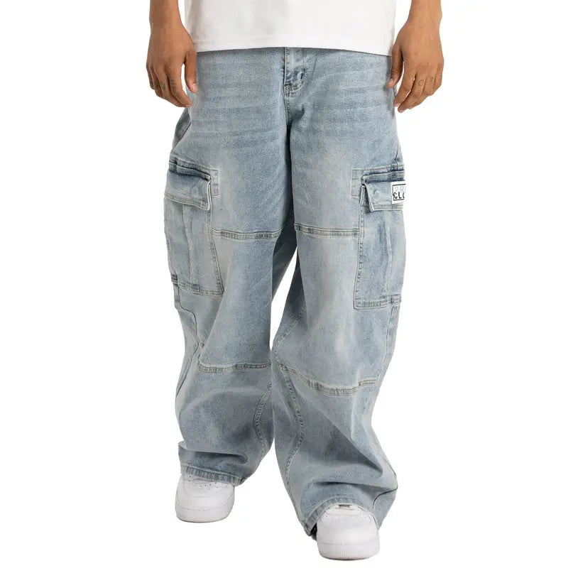Men's Heavyweight Baggy Fit Denim Cargo Pant