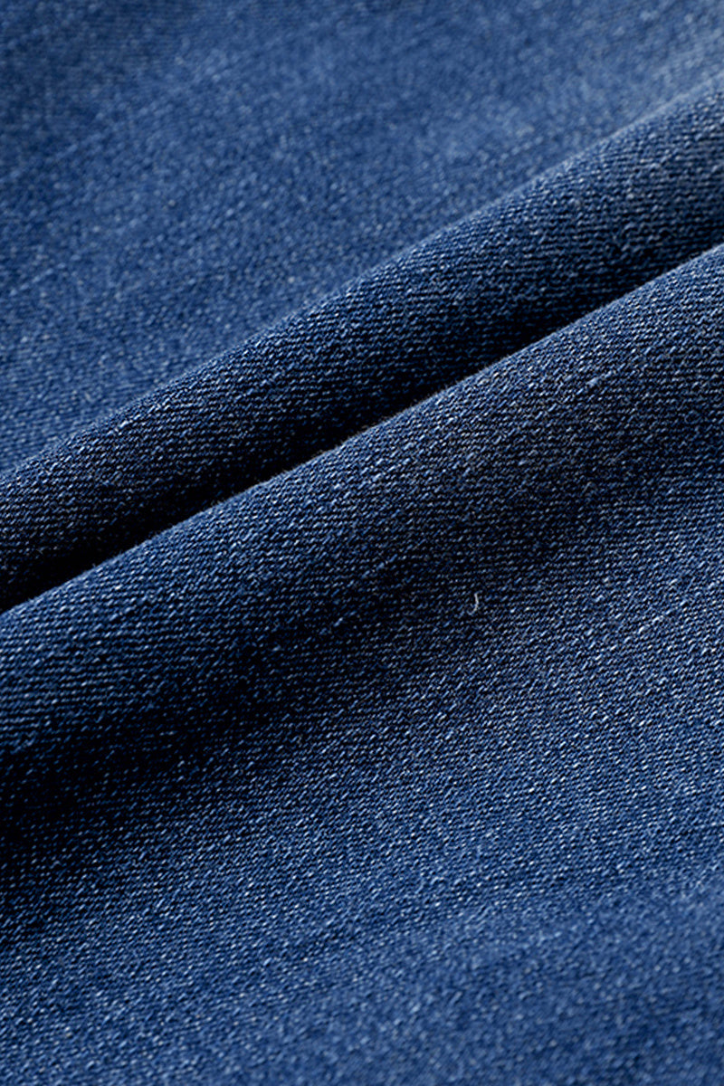 Flap Pocket Roll Hem Denim Bermuda Shorts Without Belt