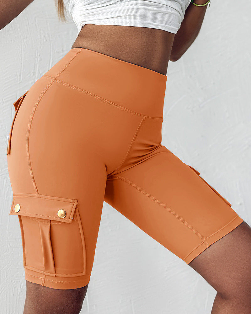 🔥High Waist Butt-Lift Biker Shorts with Pocket Flap 🔥