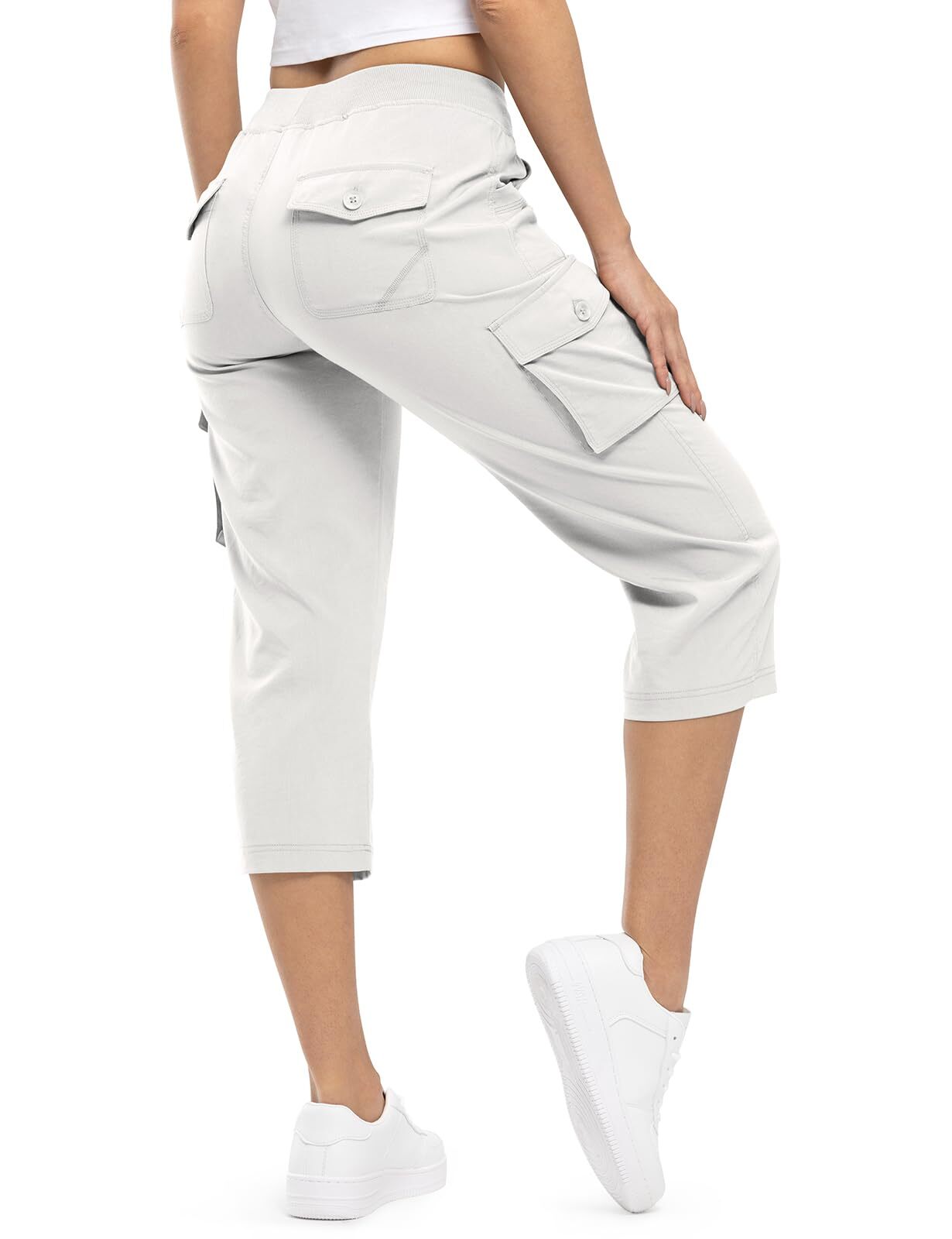 🔥Last day promotion!Women’s Loose Fit Lightweight Capri Cargo Pants – Casual 3/4 Trousers with 6 Pockets