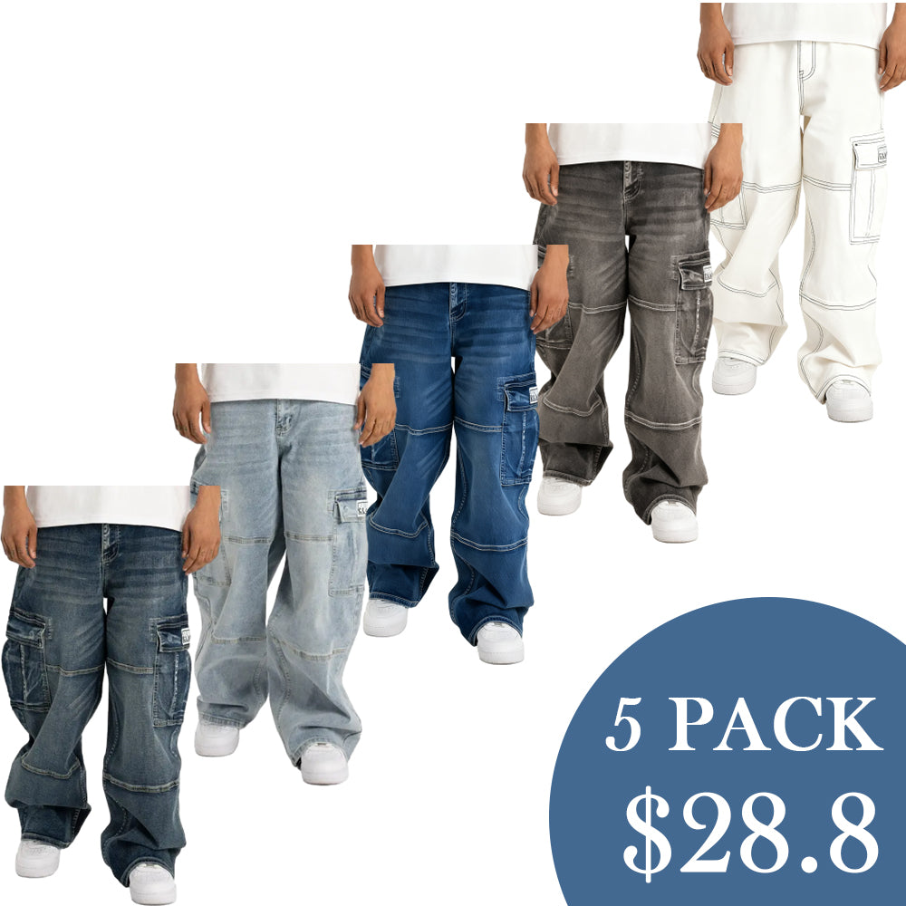Men's Heavyweight Baggy Fit Denim Cargo Pant