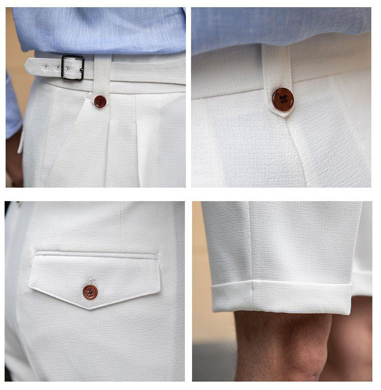 Men's Straight Pleated Casual Design Shorts