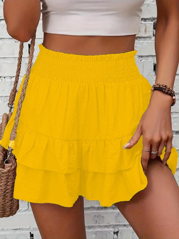 Women's Ruffle Hem High-Waist Casual Shorts