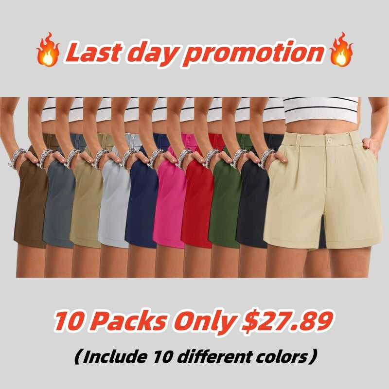 Women's Solid Color Button Casual Fitted Pocket Leg Shorts