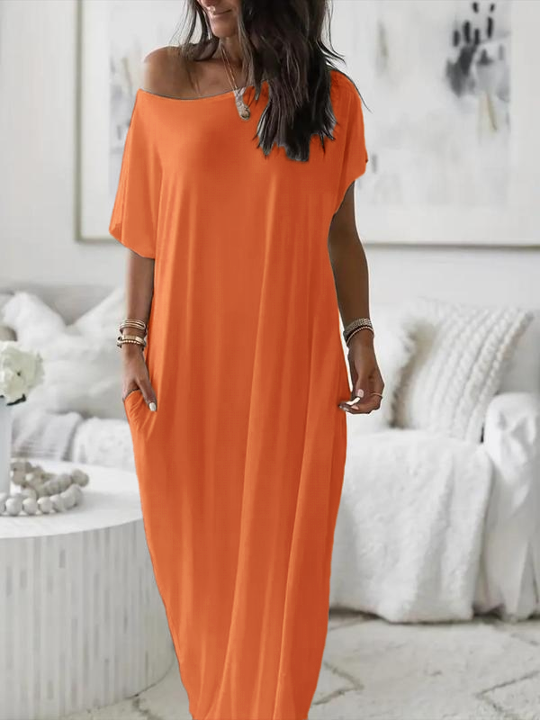 Bloomcin Women's Short Sleeve Loose Long Maxi Lounge Dress with Pockets