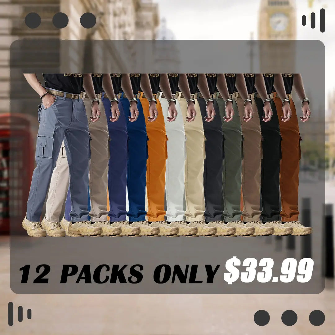 🔥2025 Hot Sale 50% off🔥Men's Solid Color Patched Zipper Fly Cargo Pants