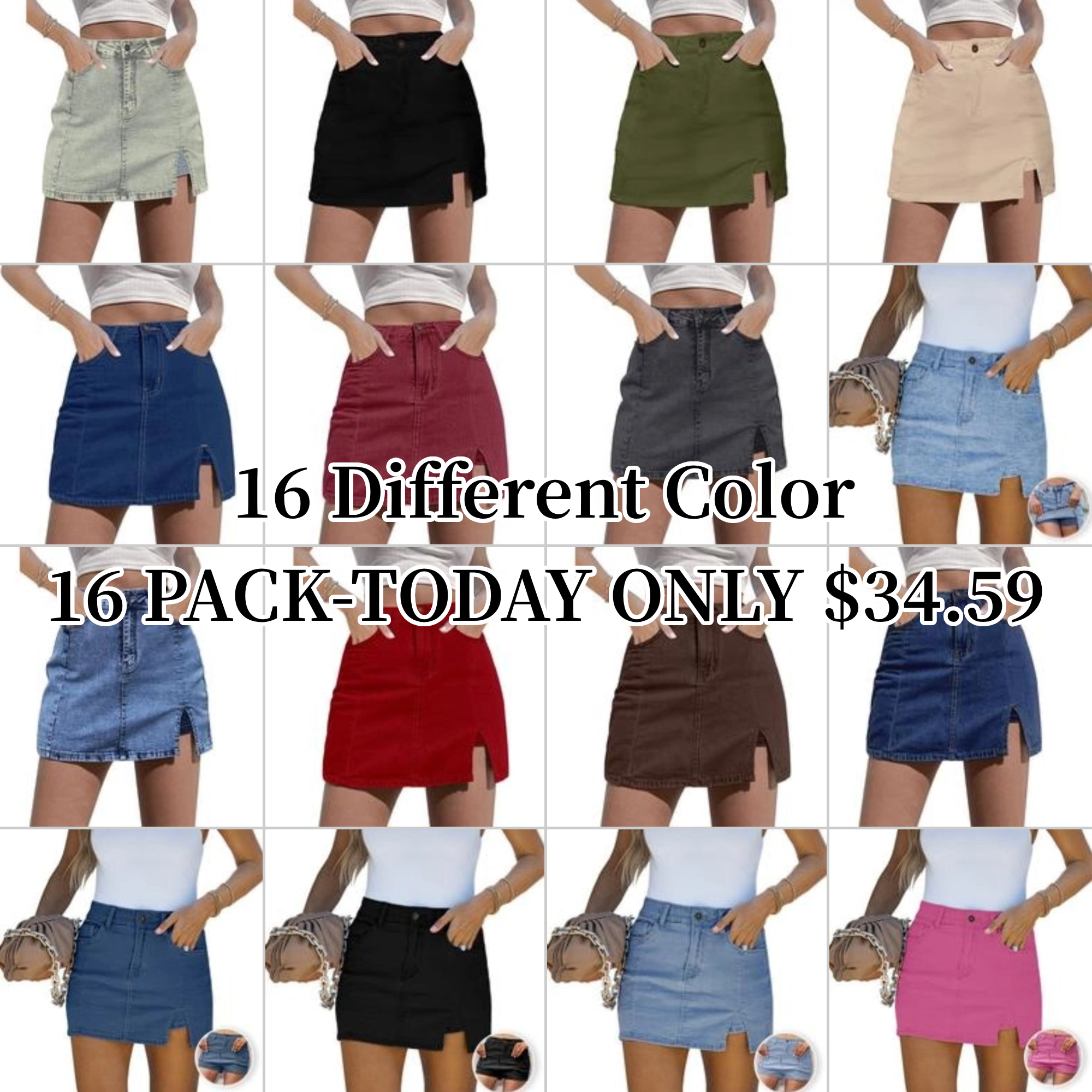 ⚡Factory-Direct Deals⚡Skorts Skirts for Women Denim Mini Skirt Side Slit with High Waisted Jean Shorts Stretchy