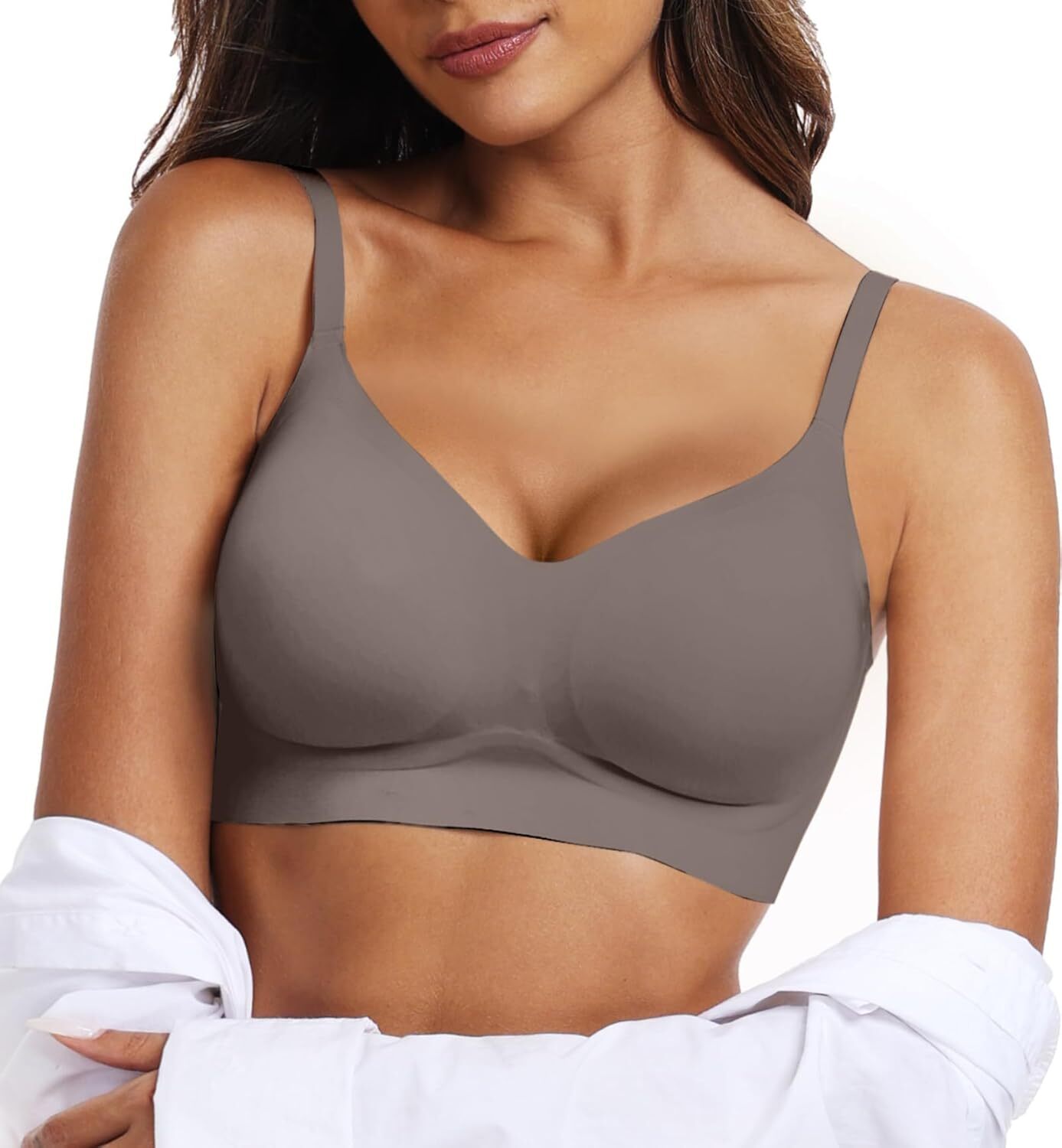 Women's daily push-up bra comfortable no-wire V-neck seamless no-wire bra