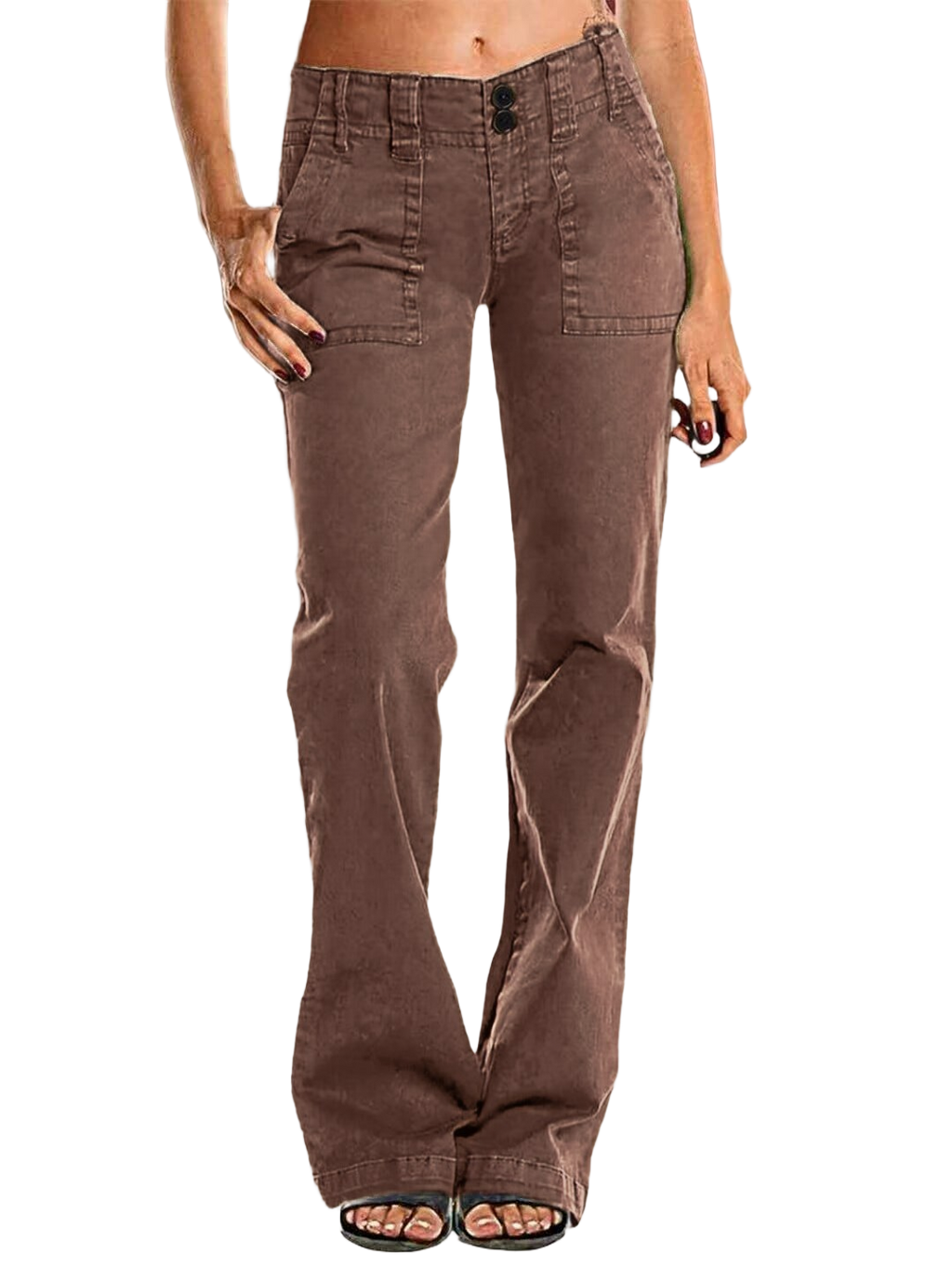 ⚡FINAL SALE⚡- Double Button Mid Waist Straight Leg Pants