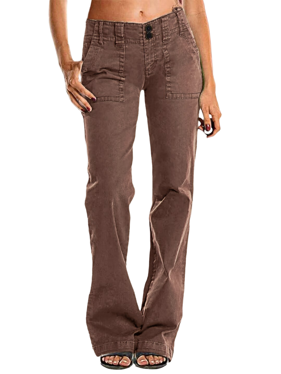 ⚡FINAL SALE⚡- Double Button Mid Waist Straight Leg Pants