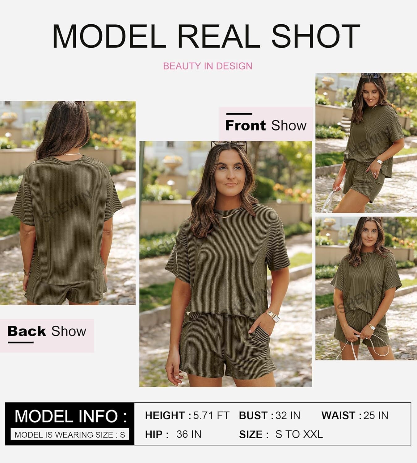 Two 2 Piece Sets for Women Short Sleeve Shirts High Waisted Shorts with Pockets Pajamas Lounge Matching Set