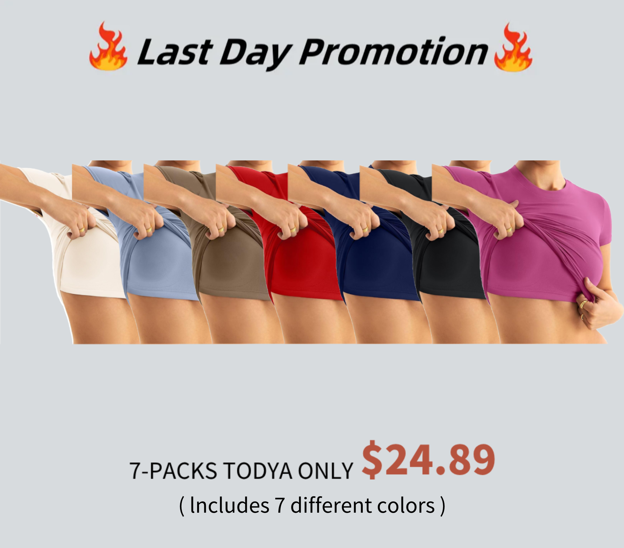 💝FINAL SALE💝Women’s Seamless Double-Layer Top – Short Sleeve Crewneck