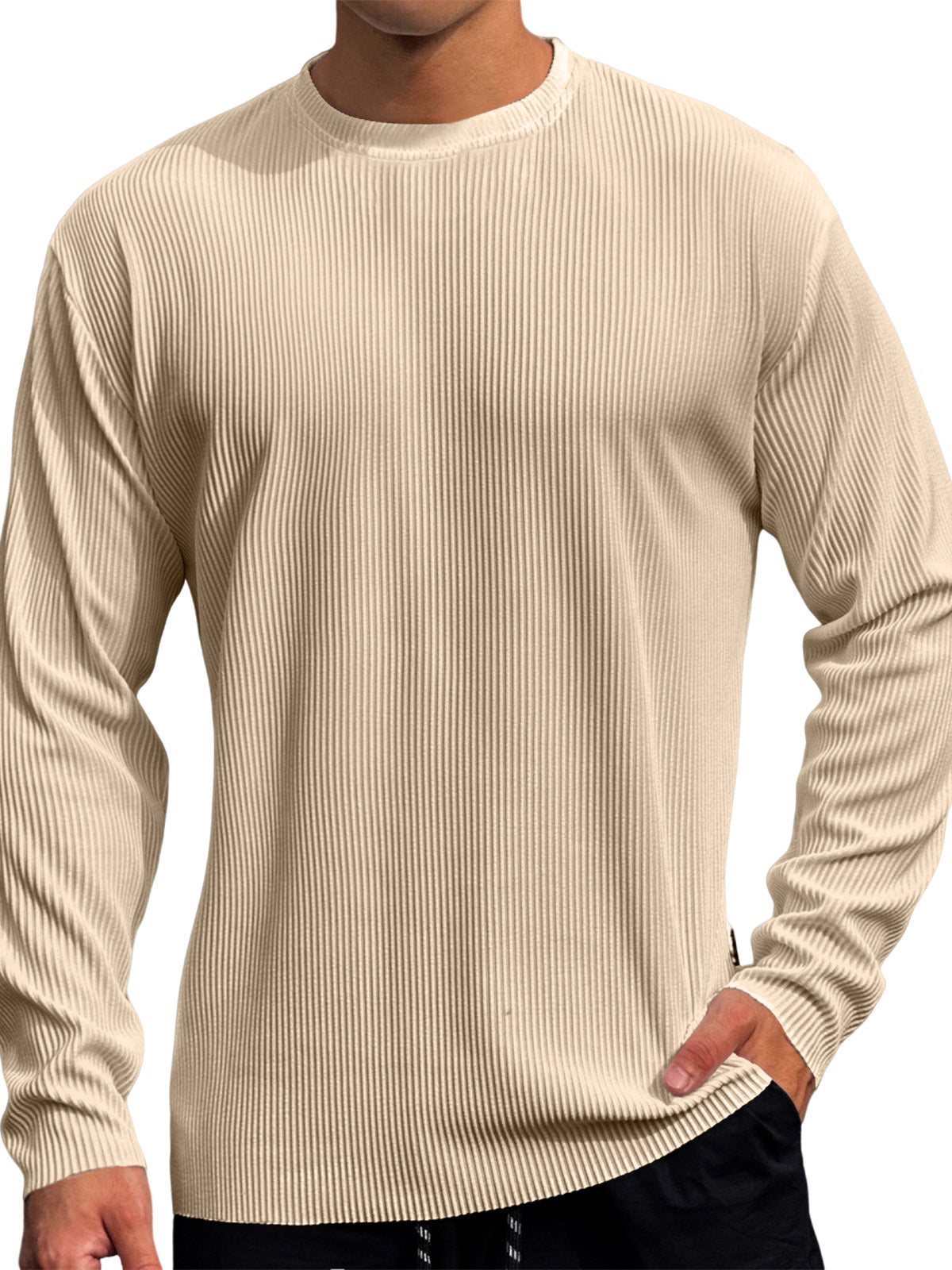 Men's Casual Round Neck Striped Loose Large Size T-Shirt