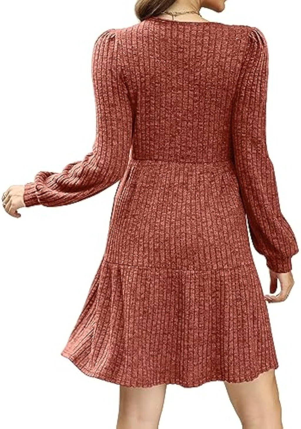 🔥Womens Square Neck Long Sleeve Fall Dresses Casual Babydoll Sweater Dress