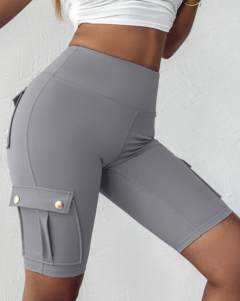 🔥High Waist Butt-Lift Biker Shorts with Pocket Flap 🔥